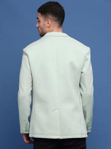 Image of SHOWOFFFF Men Solid Single Breasted Casual Blazer | Notched Lapel Full Sleeves Cotton Blazer for Mens | Slim Fit Regular Length Blazer for Men's