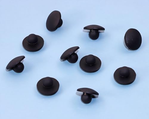 Image of ONLYKXY 10 Pcs Silicone Round Snap in Type Locking Furniture Hole Plugs Button Protective Cover Cap Head (5mm /0.19inch, Black)