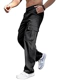 Comdecevis Mens Cargo Pants Wide Leg Sweatpants with Pockets Relaxed Fit Athletic Sports Pants Black 3XL