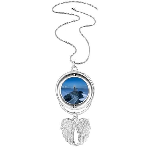 Collier ailes d'ange et Tour sombre style Art déco en acier pour homme et femme