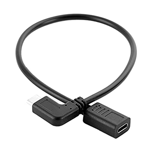 RIDENS 0.3 Meters Reversible Design Type C 3.1 90 Degree Male to C Female Extension Data Cable Extender Cord