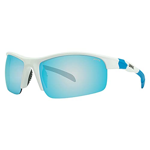 Maxx Switchback Blue Mirrored Smoke Lenses White Frame Sports Sunglasses