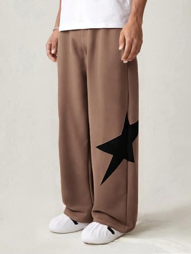 ZAFUL Men's Star Casual Pants Baggy Y2k Graphic Sweatpants Elastic Waist Straight Leg Dance Pant Track Trousers2