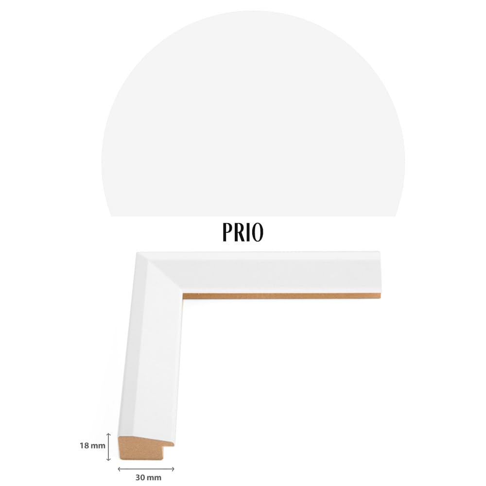 PRIO - Lámina decorativa (61 x 91 cm, con marco de fotos, color blanco mate)