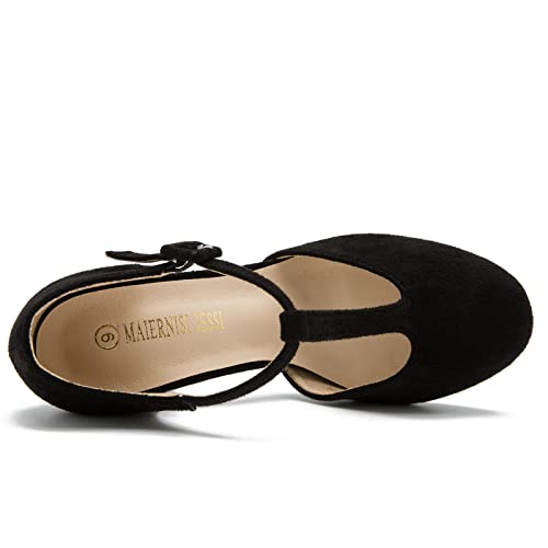 Women's T-Strap Block Chunky Heel Mary Jane Pumps Cut Out Wedding Dress Shoes4