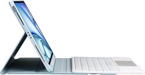 Image of RTSY Keyboard case for iPad Air 11 (M4 /M3 /M2) & iPad Air 5th /4th with Multi Touch Trackpad & 7-Colors Backlit, Magnetic Detachable Wireless Bluetooth (Blue White)