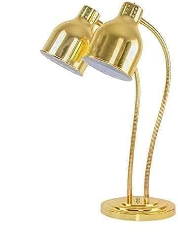 250W Gold Heat Lamp for Food, Buffet Warmer z regulowanym metalowym gniazdem i podwójnym gniazdem głowicy, E27 Bulb Compatible, Kontrola temperatury do gastronomii, bankiety, pizza i domowe wykorzysta