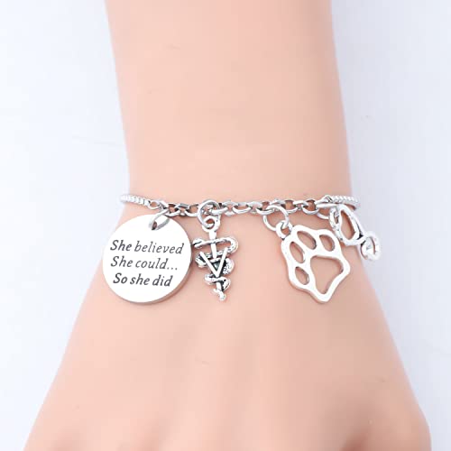 PLITI Veterinarian Gift Vet Tech Appreciation Gift She Believed She Could So She Did Veterinary Student Graduation Bangle4