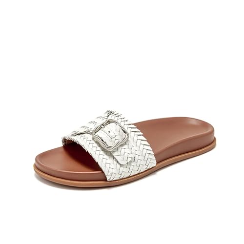 Women's Cow Leather Buckle Decoration Slippers - Mixed Colors Summer Flats