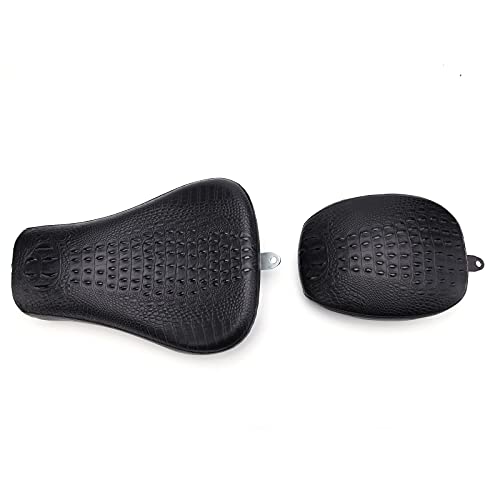 Siège moto, Siège solo du conducteur avant de moto et coussin de coussin de passager arrière pour Sportster XL1200 883 72 48 2010-2015, noir de style crocodile. – vue 2