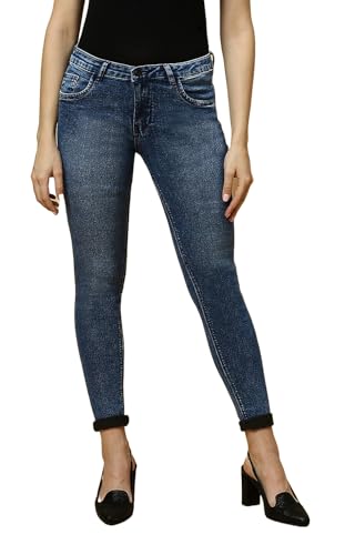 Image of TWGE - Women's Mid Rise Skinny Fit Jeans - Single Button, Stretchable Denim Pants - Ankle Length - Stylish Casual Wear