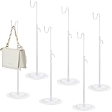 Therwen 6 Pcs Bag Display Stands Purse Display Stand Adjustable Height Handbag Holder for Home Boutique Store Counter Retail(White)