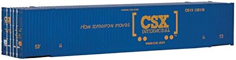 Walthers SceneMaster HO Scale Model of CSX Transportation (Blue, Yellow; Boxcar Logo) 53' Singamas Corrugated Side Container,949-8502