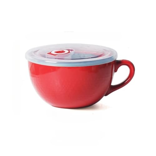Tuyiutm 欧洲?子炉用陶瓷碗 家用大容量早餐杯 ?盖和勺子 ?合?面、甜点和燕麦片 (09,蓋付き)