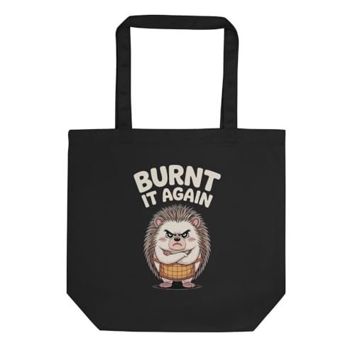 Eco Tote Bag Organic Cotton Reusable Grocery Shopping Book Carry Bag Cute Angry Porcupine Print Durable Lightweight