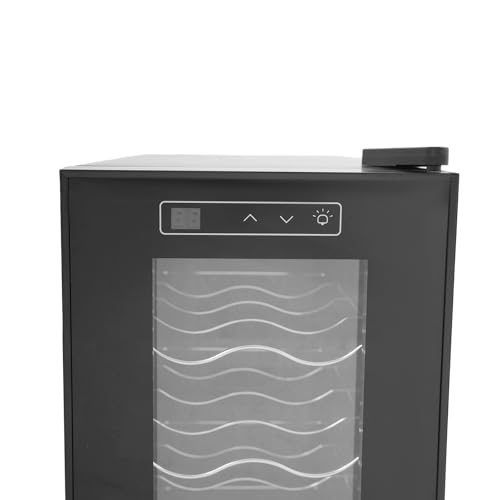 Frigo à vin, 33 litres, petit réfrigérateur à boissons avec porte en verre, 12 bouteilles, plage de température 12-18 °C, réfrigérateur à bouteilles pour vin rouge, champagne – Image 6