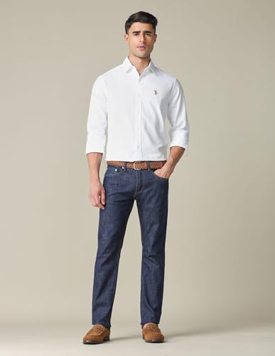 Image of U.S. Polo ASSN. Textured Tailored Fit Shirt for Men - 100% Cotton, Breathable & Comfortable, Full Sleeves Casual Shirt for Men