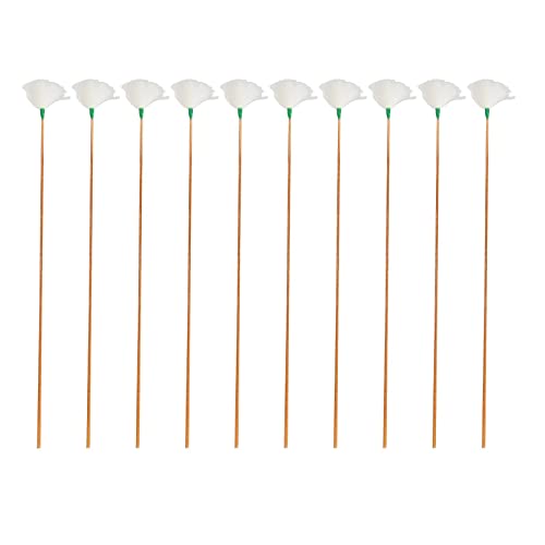 B Baosity 10 個プロフェッショナルガチョウの羽耳かきソフトロングハンドル耳垢リムーバー耳ピック耳掘るツール耳クリーナースティック, グリーンスレッドM