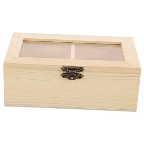 Ciieeo Rustic Wooden Tea Bag Holder Box 2 Compartments Ideal for Tea Storage Jewelry Organizer