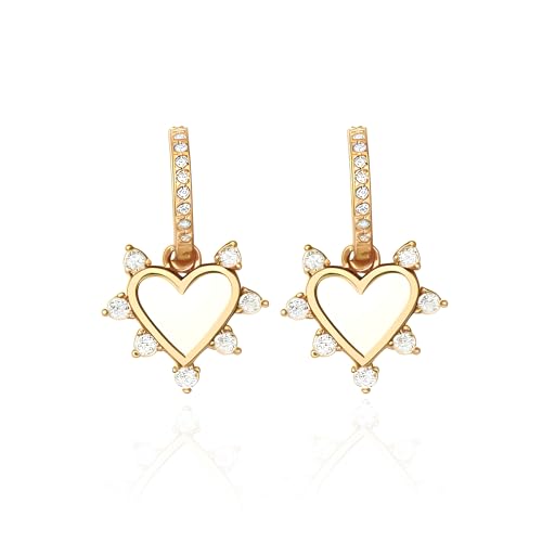 Gold Hoop Earrings for Women – Convertible Heart Earrings, 2-in-1 Gold Dangle Earrings or Classic Hoops