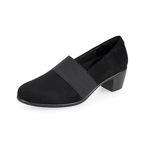 VJH confort Women’s Heeled Shoes, Comfortable Elastic Low Block Chunky Heels Pumps