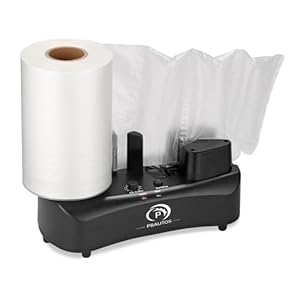 P PBAUTOS QH-300 Air Pillow Machine, Portable 110V Air Cushion Maker with 7.2-7.8 ft/min Speed, Includes 300m Free Test Film Roll, Black