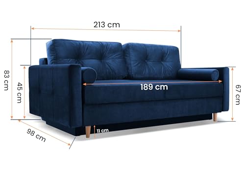 Fabryka Mebli Idźczak Schlafsofa Sofa Pastella Couch Ausklappbares Schlaffunktion Bettkasten - Kissen Bettzeugbehälter Hilfsautomat Wohnzimmer, Gästezimmer Modern Design (Kronos 19 Grün) – Bild 4