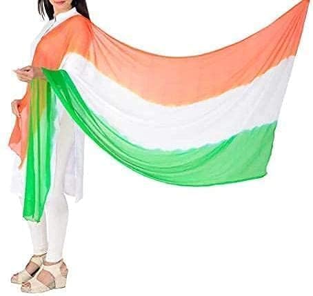 Image of Tricolor Dupatta, Elegant Ethnic Dupatta for Girls and Women for National Fesivals (REPUBLIC,INDEPENDENCE DAY SPECIAL)