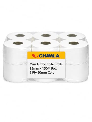 Image of Chawla Mini Jumbo Toilet Rolls 2 Ply 95mm x 150M Pack of 12