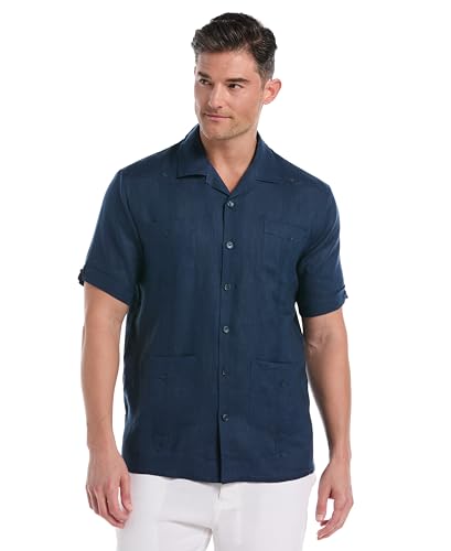Cubavera Men's 100% Linen Four-Pocket Short Sleeve Button-Down Guayabera Shirt