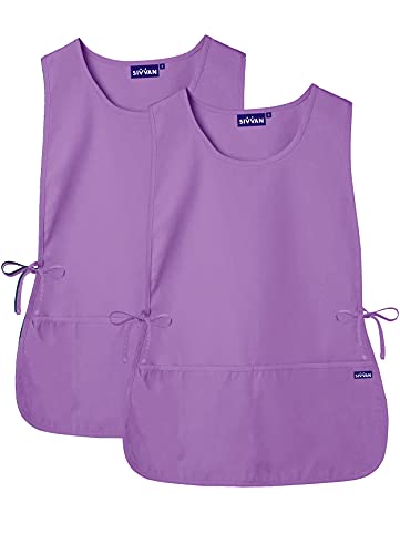 Sivvan Delantal Unisex (paquete de 2) - lazos ajustables, 2 bolsillos frontales - S87002 - Lavender - X Cover