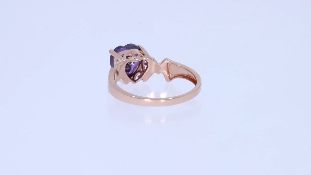 AFFY Heart Shape Simulated Alexandrite Ring - 14K White Gold Plated Over 925 Sterling Silver, Size 8 - View #3