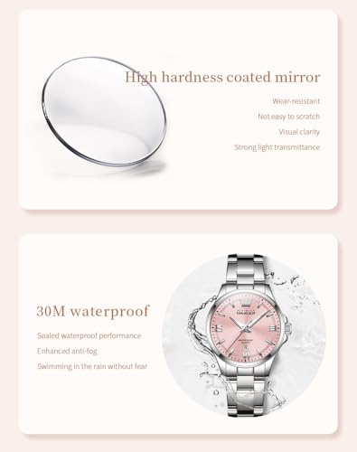 Image of OLEVS Quartz Watch Women Silver Stainless Steel Waterproof Luminous