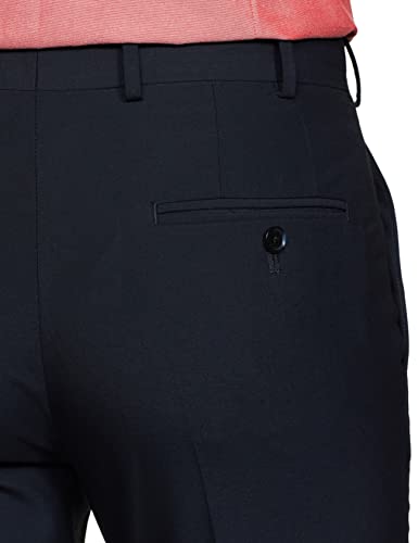 Image of Park Avenue Men's Poly Viscose Blend Plain Pattern Super Slim Fit Flat Front Formal Trouser