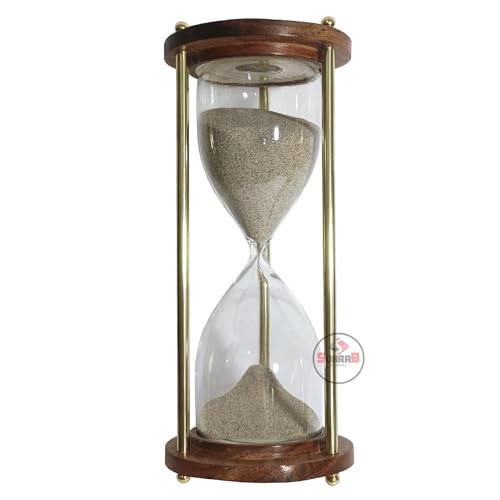 30 Minute Wooden Hourglass | Natural Sand Color | 7.5x7.5x17cm | Sand Timer, Tea Making Home & Kitchen Office Table | Sand Timer for Kids | Hourglass for Gifts (Pack of 1).
