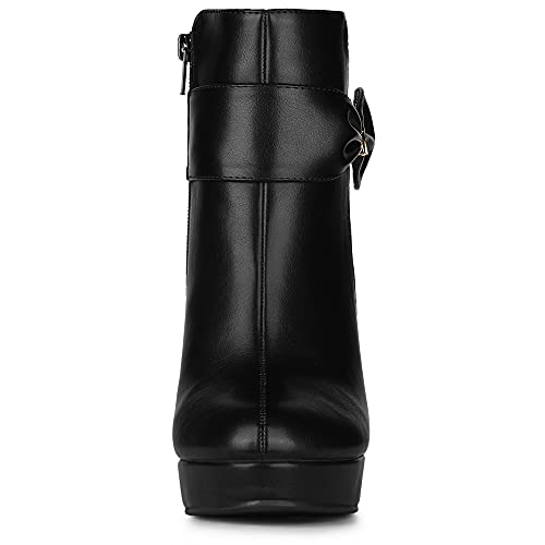 Allegra K Women's Chunky High Heels Platform Bow Decor Ankle Boots4