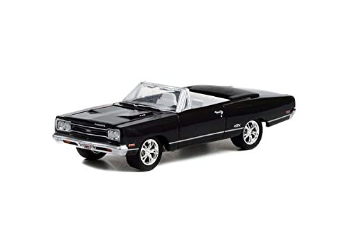 1969 Plymouth Gtx 440 Convertible (Lot #1370.1), Black - Greenlight 37250D/48 - 1/64 Scale Diecast Model Toy Car #TOP14