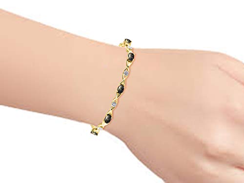 Image of Rylos Bracelets for Women Yellow Gold Plated Silver XOXO Hugs & Kisses Tennis Bracelet Gemstone & Genuine Diamonds Adjustable Fit 7 inch-8 inch Wrist, 10 Gorgeous 6X4MM Jewelry for Women Friendship Bracelets