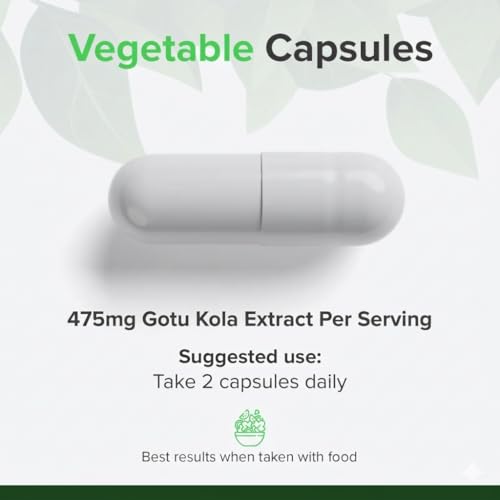 Gotu Kola Kapseln Hochdosiert Extrakt 475mg – 90 Kapseln | Centella Asiatica 10:1 Extrakt | Für Gedächtnis, Konzentration & Durchblutung | Reine Zutaten, Vegan | Raw Powders
