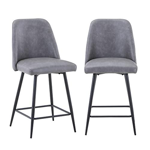 Jofran Inc Butaco Tapizado en Cuero Sintético Gris Altura de Mostrador Set de 2 Estilo Moderno miniatura 7
