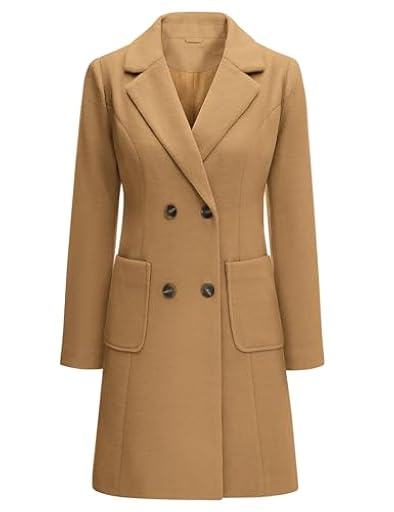 Yuson Girl Abrigo Mujer Invierno Doble Botonadura Abrigo Mezcla de Lana Grueso y CáLido Abrigos Paño Elegantes Coat con Cuello de Solapa Longitud Media Chaqueta(Camel, M) | Ya disponible en tu tienda friki favorita! En mundofriki.es!