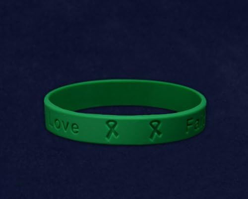 Miniatura 2 de Green Ribbon Wholesale Pack Silicone Bracelets Green Ribbon Bracelet for Cerebral Palsy, Glaucoma, Mental Health, Liver Cancer, and Organ Donation
