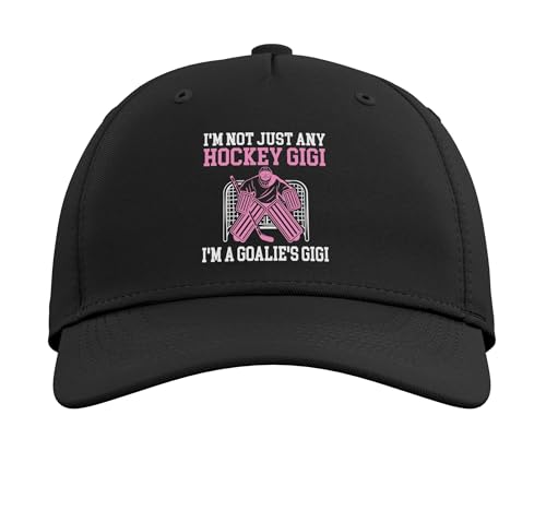 I'm A Hockey Goalie Gigi of A Hockey Keeper Gigi Grandma Adjustable Printed Baseball Hat, Black