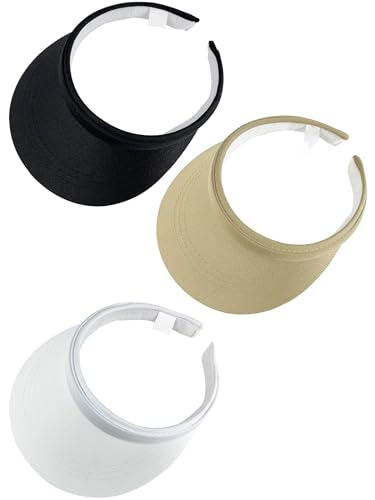 Image of 3 Pack Sports Sun Visor Hat Women Men Adjustable Clip On Visors Outdoor Golf Beach Cap