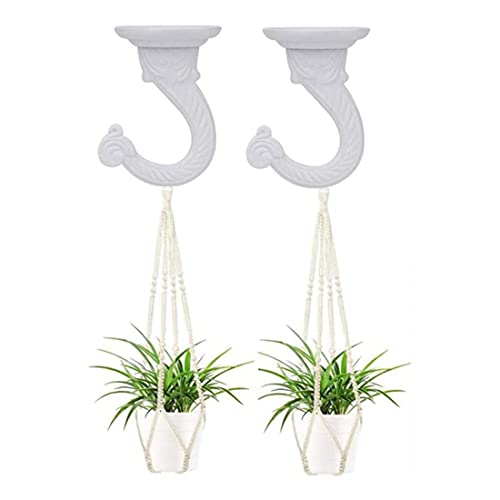 2-Sets-55mm217-Ceiling-Metal-Ceiling-Hooks-Heavy-Duty-Swag-Ceiling-Hooks-with-Hardware-for-Hanging-PlantsChandeliersWind-ChimesOrnament-White