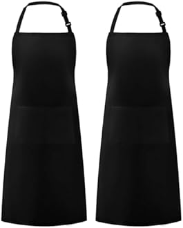 Syntus 2 Pack Adjustable Bib Apron with 2 Pockets Cooking Kitchen Aprons for Women Men Chef