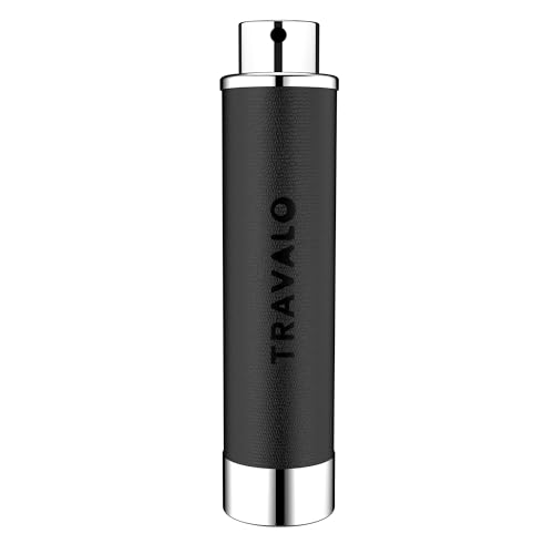Travalo Walzer Refillable Perfume Atomizer - Pocket-Size, Leak-Proof, Glass-Free Spray Bottle Safe for Air Travel - Mini Perfume Bottle with Black Leather Cover