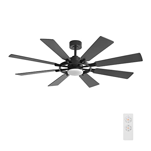 ELEHINSER 60" Ceiling Fan with Lights and Remote Control, Wood 8 Blades 6-Speed Dimmable Light Noiseless Reversible DC Motor, Modern Large Ceiling fan for Kitchen Bedroom Dining Living Room, Black ELEHINSER 60" Ceiling Fan with Lights and Remote Control, Wood 8 Blades 6-Speed Dimmable Light Noiseless Reversible DC Motor, Modern Large Ceiling fan for Kitchen Bedroom Dining Living Room, Black