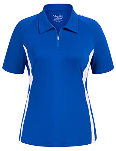 Women's Dry Fit Golf Polo Plus Size Zipper Moisture Wicking Tennis Shirt Fashionable Collared Polo Shirts Blue 20W #TOP12