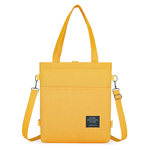 Ruyosn Bolsa de Tela para Mujer, Bolso de Lona 3 en 1, Bolso de Mano para Mujer, Bolso de Hombro con Cremallera, Bolso de Mano Aesthetic Amarillo Beige